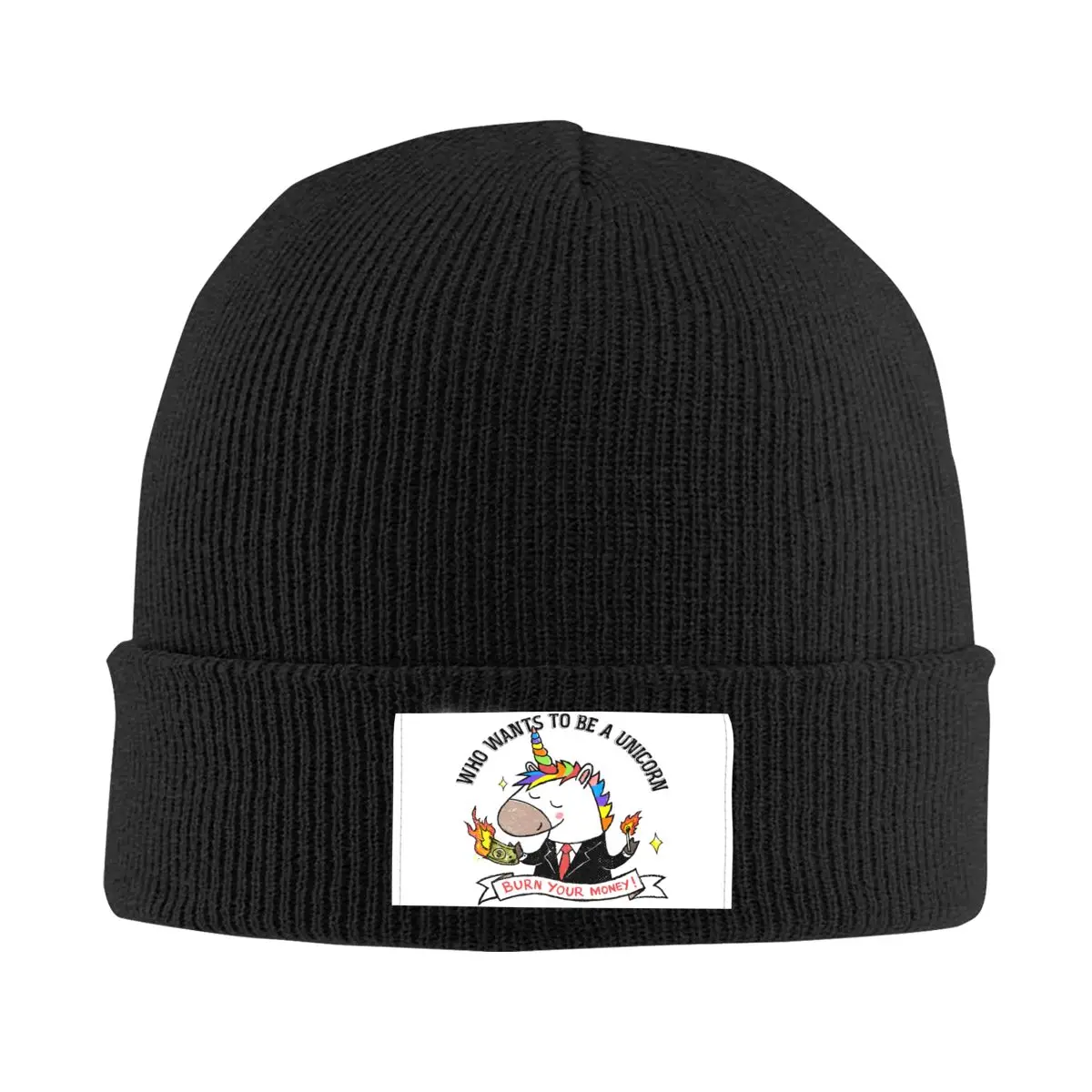 

Шапки с надписью "Burn Your Money", облегающие шапки, крутые зимние теплые мужские и женские вязаные шапки, забавные взрослые шапки унисекс с единорогом, шапки