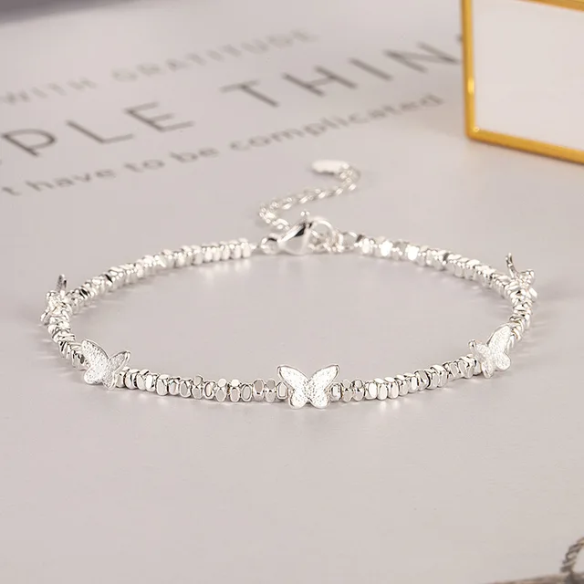 VENTFILLE – Bracelet papillon en argent Sterling 925 pour filles, chaîne de perles, Design d'insecte, mode, bijoux polyvalents, cadeau, livraison directe 1