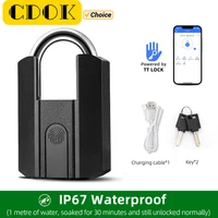 IP67 TTLock Bluetooth APP Smart Padlock Fingerprint Lock Keyless Mini Bag with Aleax Google Home Electronic Door Lock