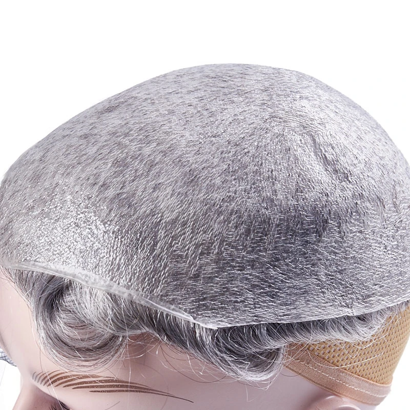 Handmade Male Wigs Men Toupee 100% Human Hair Natural Hair Replacement System 0.02-0.03 mm Soft Thin Skin V-loop Hairpieces Unit