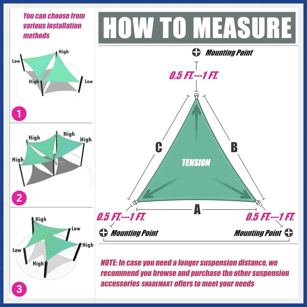 8' x 8' x 11.3' Black Sun Shade Sail Right Triangle SMSLT Canopy Fabric Cloth Screen, Water Air Permeable & UV Resistant, Heavy