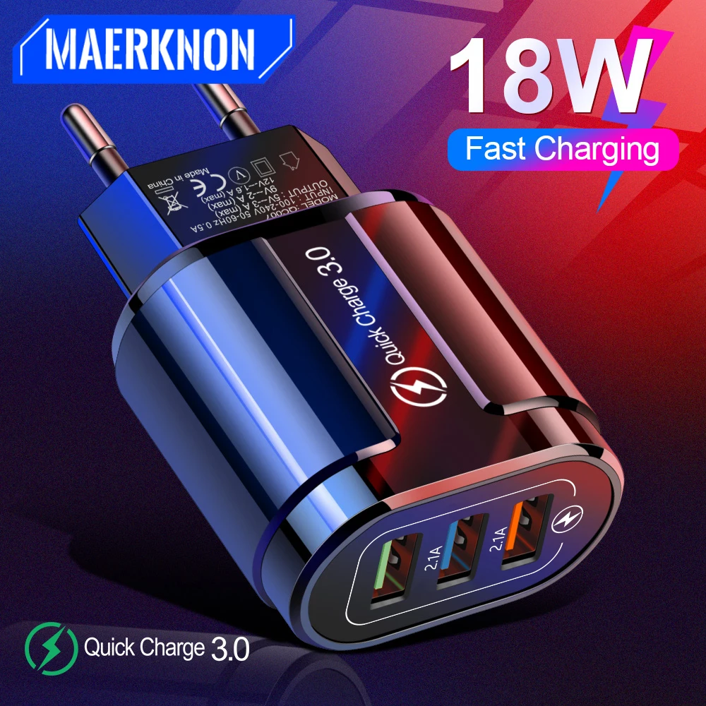 

Адаптер питания Irongeer с 3 USB-портами и поддержкой быстрой зарядки 3.0/4.0, 18 Вт