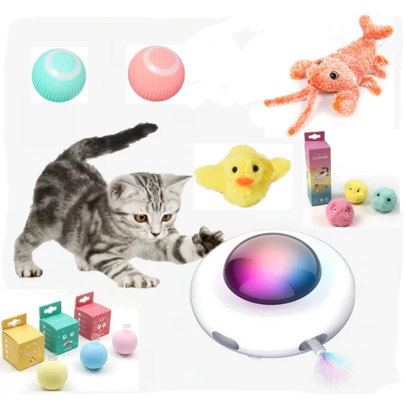 

Игрушка для кошек, умная игрушка для кошек, проигрыватель НЛО для домашних животных, игрушки для тренировок, USB-зарядка, игрушка для кошек со сменными перьями, Интерактивная автоматическая