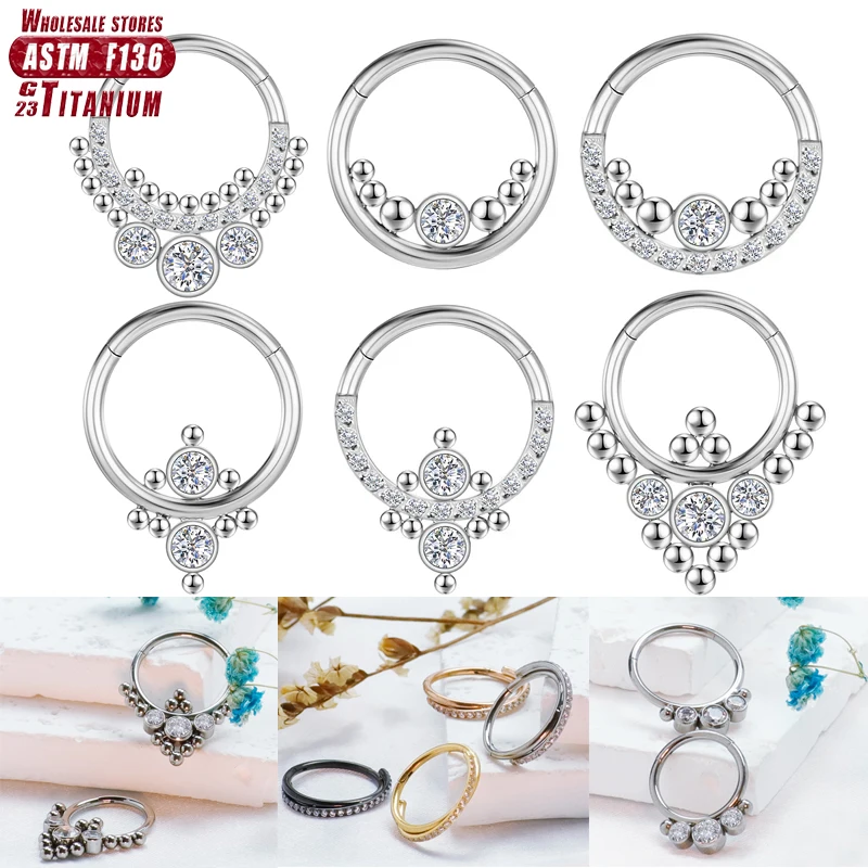 Piercing Septum F136 Titan Zirkon Clicker Nasenring Creolen Tragus Helix Scharniersegment Knorpel Damen und Herren Schmuck