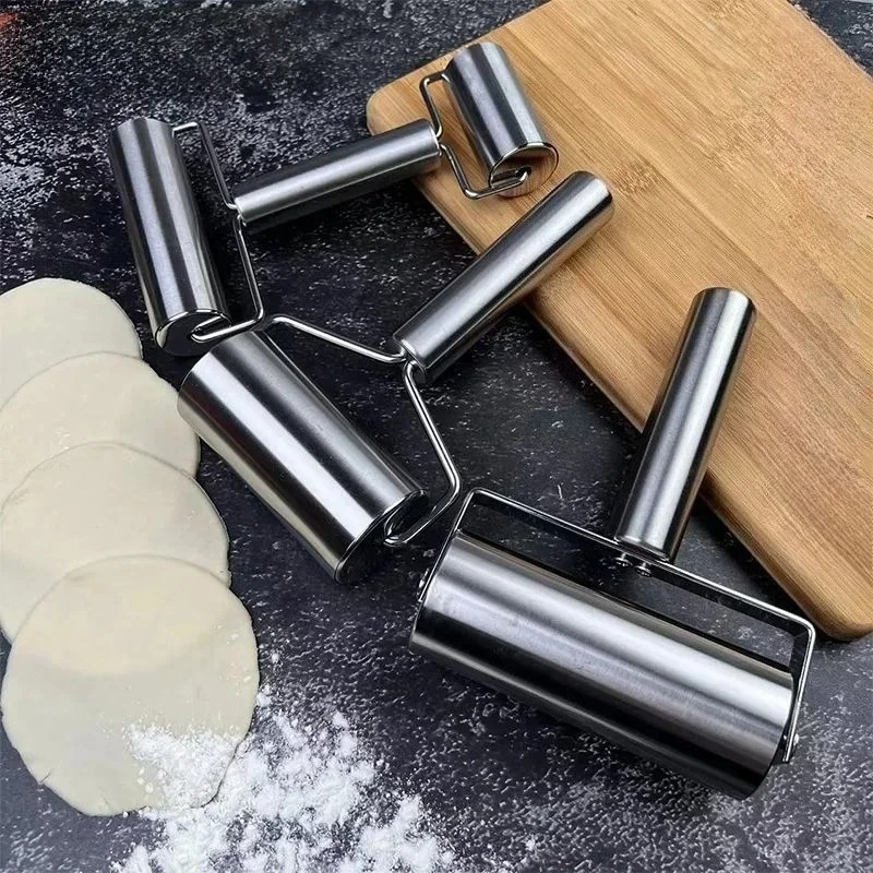 Single Handed Rolling Pin, Stainless Steel Labor-saving Dumpling Skin Rolling Pin, New Type of Dough Skin Handheld Rolling Pin