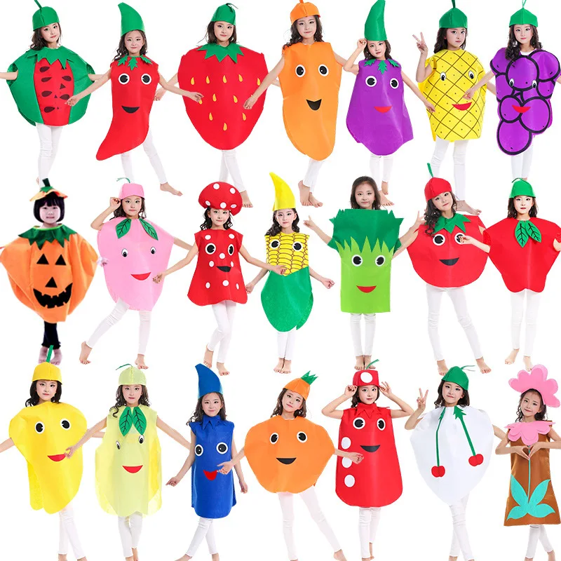 Children's Day fruit and vegetable performance costumes Strawberry apple pineapple grape chili pepper parent-child dance