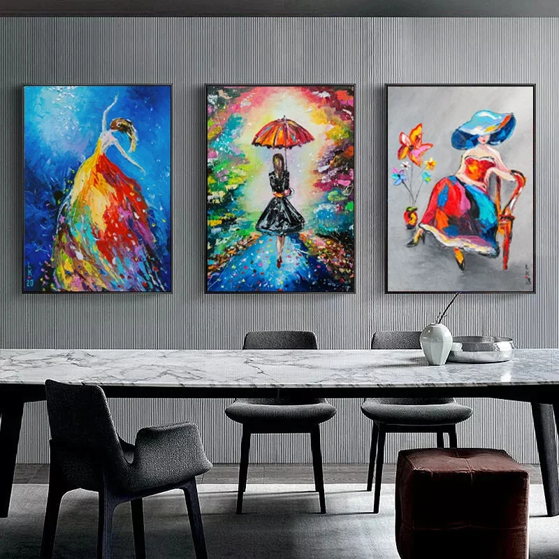 

Decorative Mural Nordic Graffiti Abstract Girl Canvas Painting Wall Art Poster Print Wall HD Image Pictures for Living Room Home