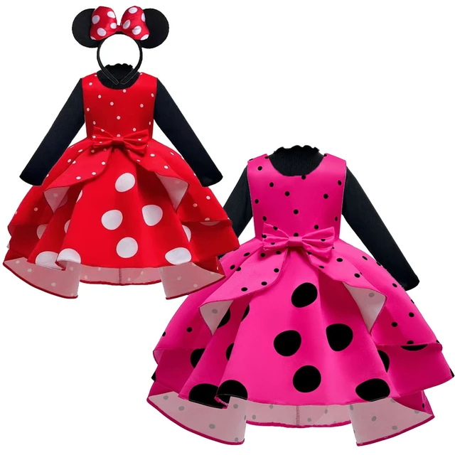 Minnie Mouse Hot Pink and White Polka Dot Dress with Ears by Bizzy Bumpkins  -