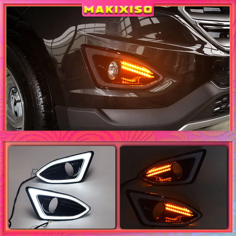 

Светодиодный ные ходовые огни для Ford Edge 2015 2016, 2 шт., 12 В, водонепроницаемые желтые Противотуманные фары с отверстием для противотуманной фары