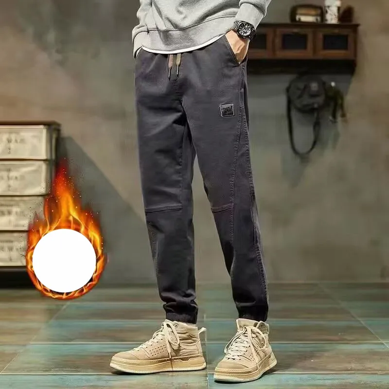 Autumn Winter KPOP Fashion Style Harajuku Slim Fit Cargo Pants Loose Sport All Match Thick Casual Pants Solid Pockets Leggings