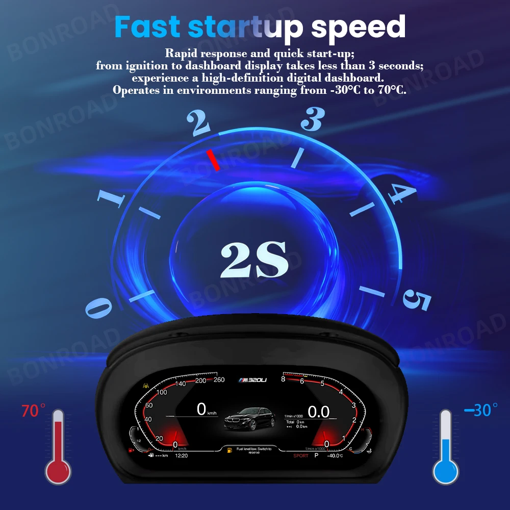 Panel de Instrumentos Digital LCD BONROAD 1920*720P para BMW Serie 3 E90 E91 E92 2005-2012, Velocímetro Virtual 3