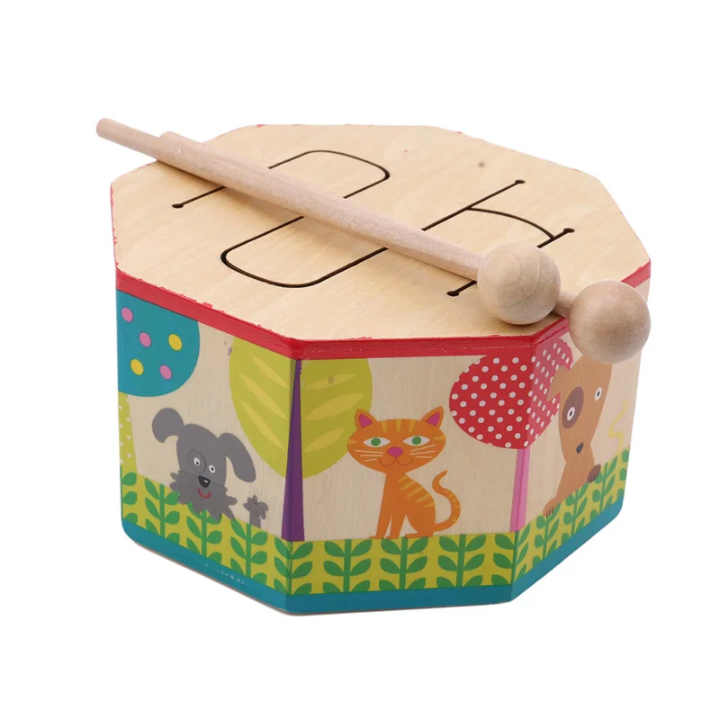 Percussion Instrument Educational Toys Wooden Teaching Drum Early Education Toy Octagonal Music Drumming For Children | Игрушки и хобби
