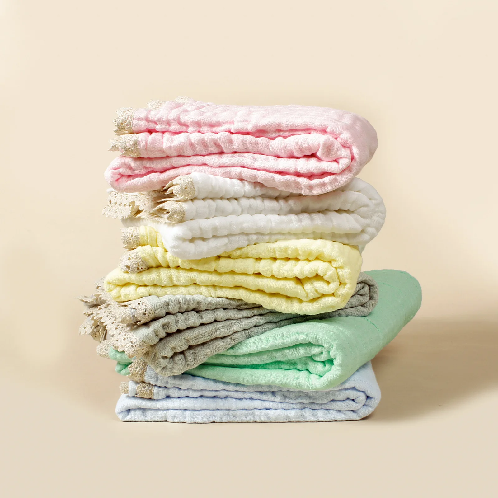 6 Layer Gauze Baby Blanket Lace Swaddle Wrap Soft Cotton Bath Towel Muslin Blanket for Newborn Bedding Items Stroller Bed Cover 4