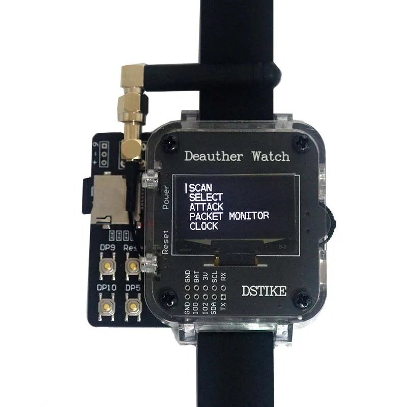 

DSTIKE New Deauther Watch V4S Deauthe Bad USB ESp8266+Atmega32u4 1000mAh Battery SD card USB Rubber Ducky Arduino silicone Strap