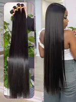 Extensions de cheveux humains naturels noirs brésiliens de 28, 30 et 40 pouces, qualité 12A, pour femmes 2