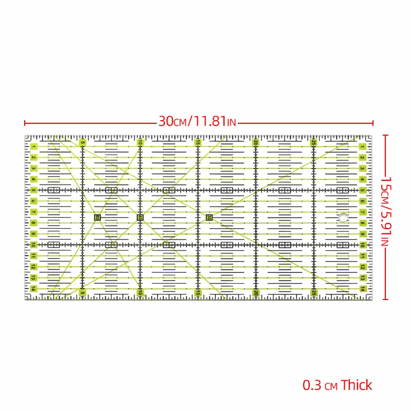 30 * 15 Cm Patchwork Ruler Quilting Tools High Grade Acrylic Material Transparent Ruler Scale School SupplieCutting Ruler