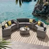Patio Sectional Furniture Outdoor 11-Piece, Rattan Curved Sofa Set with Storage Table, Pillows, Fit for Pool Backyard Balcony 6