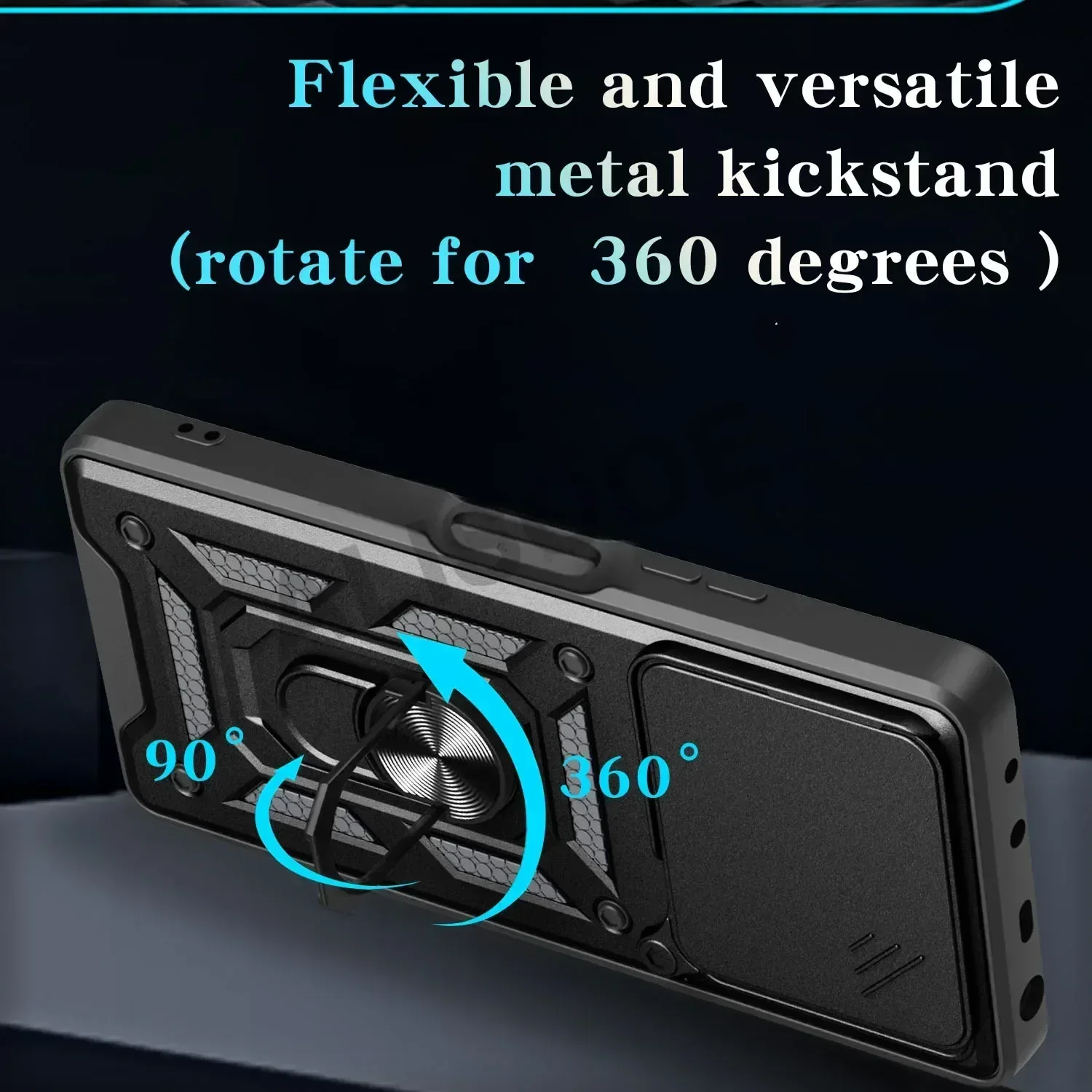 Armor Funda For POCO M7 Pro 5G Case Slide Camera Rotate Ring Stand - View #12