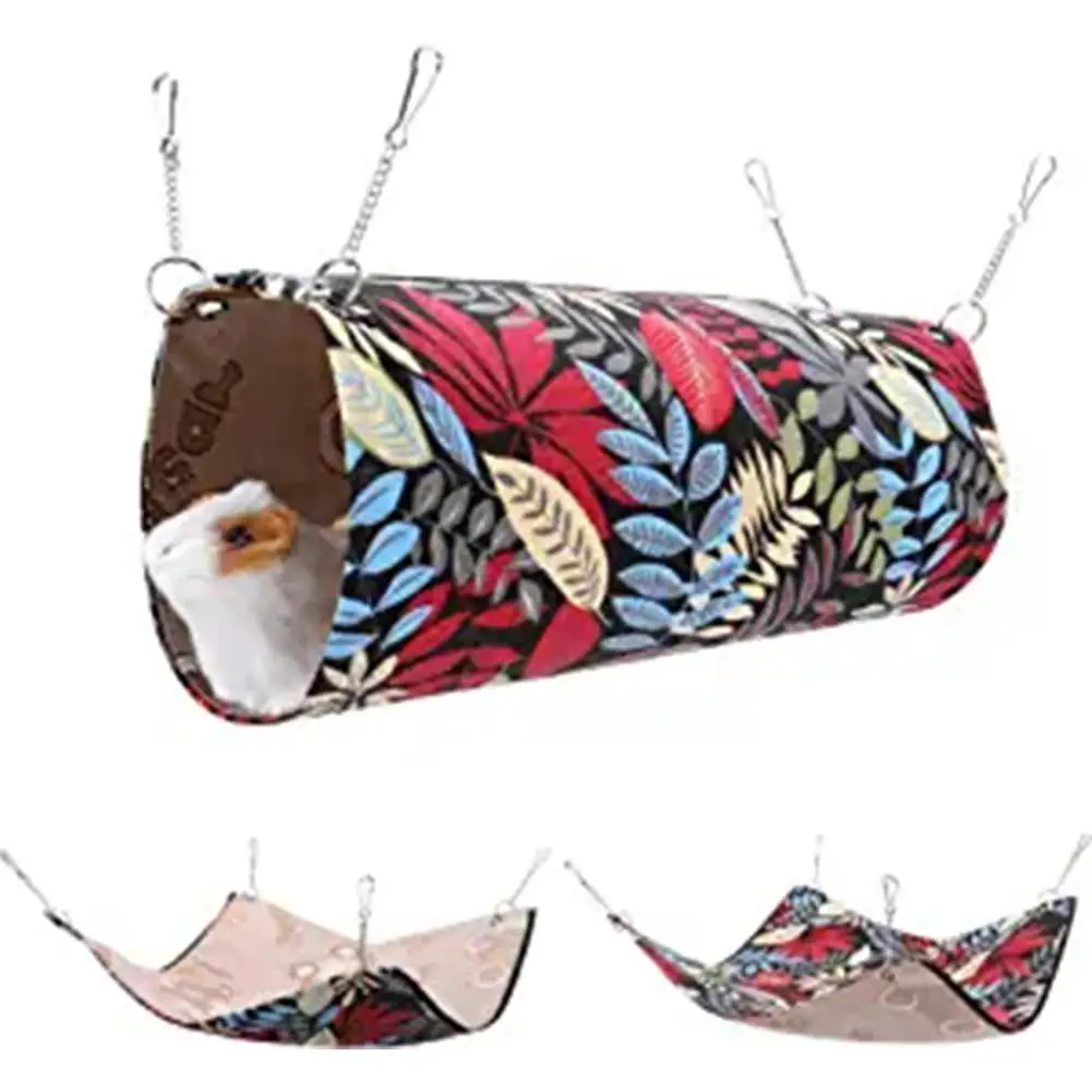 Pet Hanging Tunnel Cool Mat Per Piccoli Animali Cool Rainforest Pattern Sugar Glider Hammock Cage Accessori