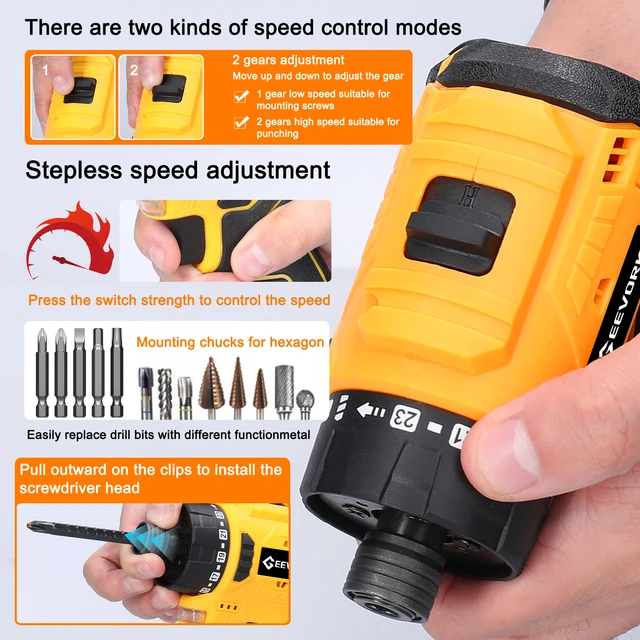 Powerful 16.8V Brushless Screwdriver Lithium Electric Drill