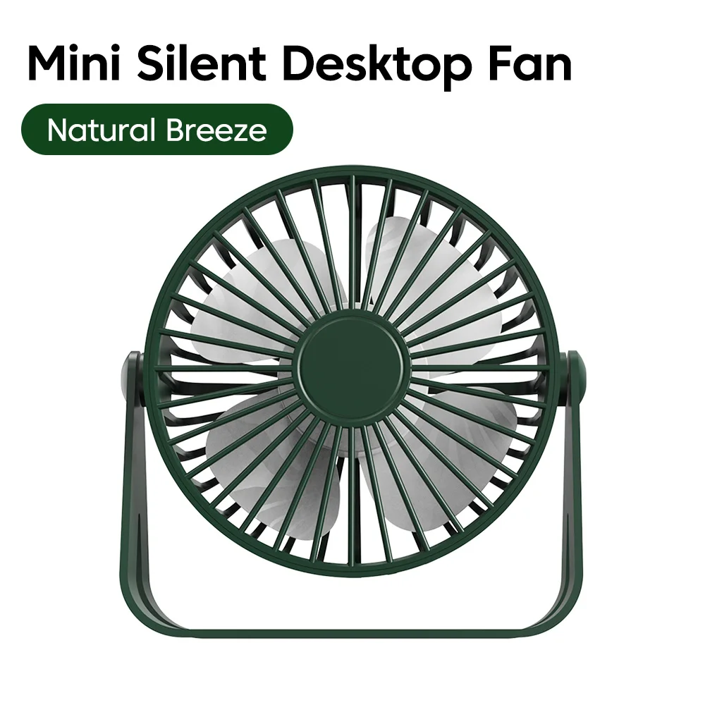 Portable Ultra-Quiet Mini USB Rechargeable Desk Fan for Home, Office, and Dormitory Use