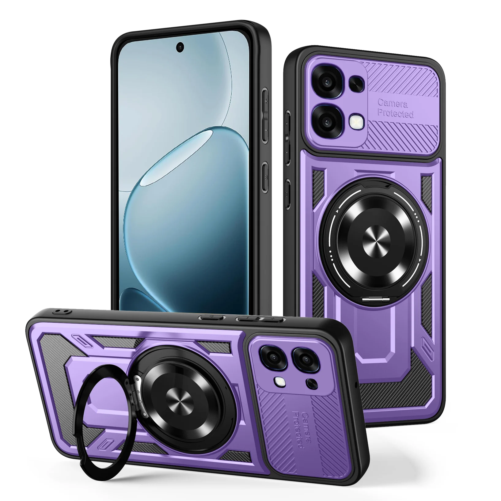 Magnetic Shockproof Ring Holder Case with Magsafe Wireless Charging Compatibility
