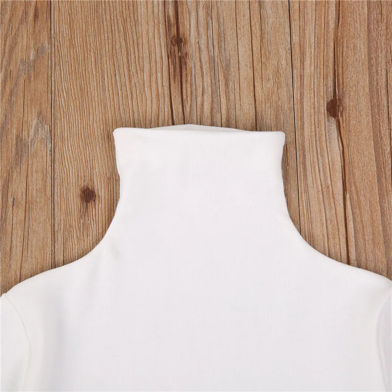 1-6years Girls Solid Black White High Neck T-Shirt Tops Girls Blouses Long Sleeve Casual Loose Fit Knitwear T-Shirts For Girls 5