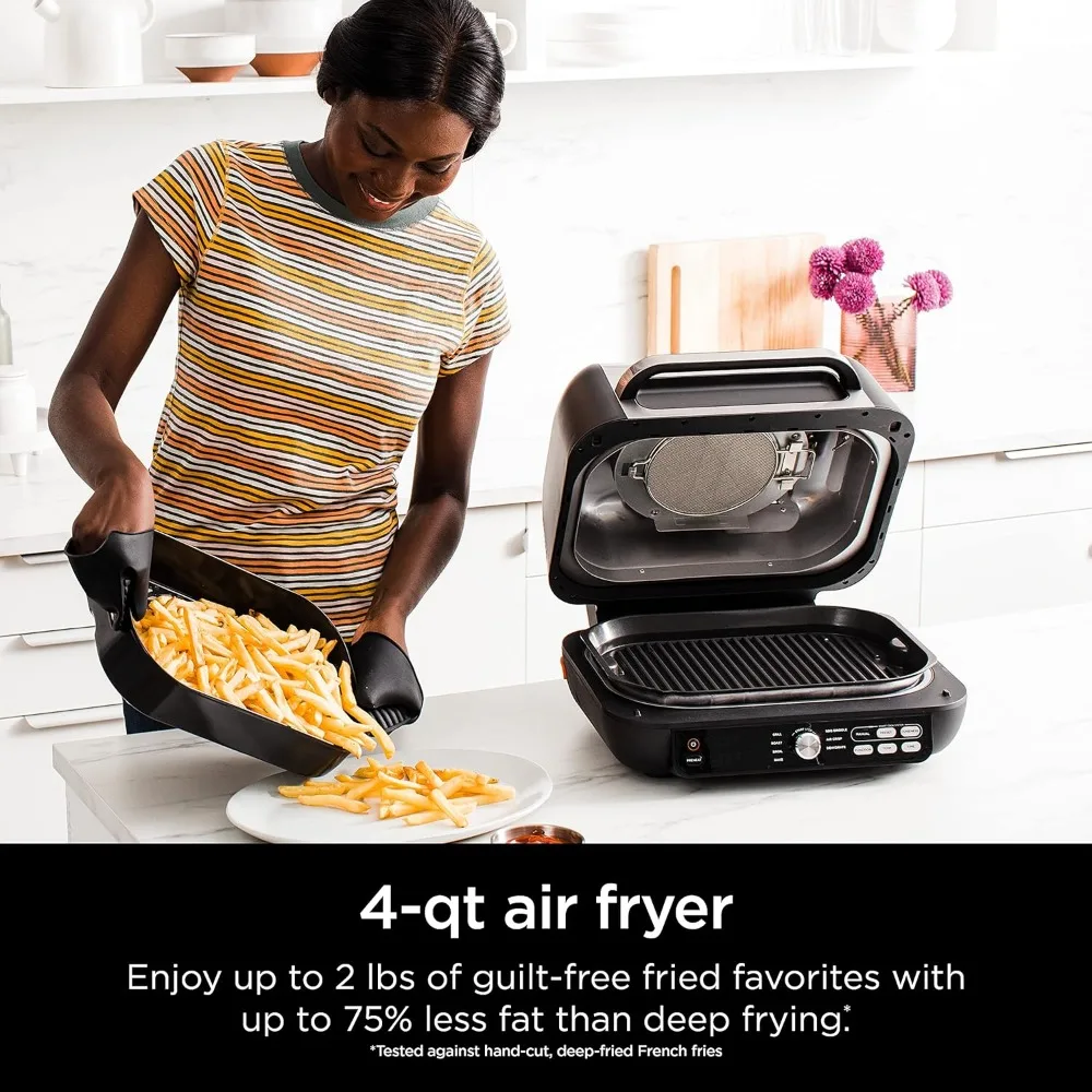 IG651 Foodi Smart XL Pro 7-in-1 Indoor Grill/Griddle Combo, use Opened or Closed, Air Fry, Dehydrate & More, Pro Power Grate 5