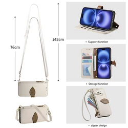 Leather Crossbody Wallet Case with Wrist Strap and Card Holder - S25Plus Or S24Plus (Gray)