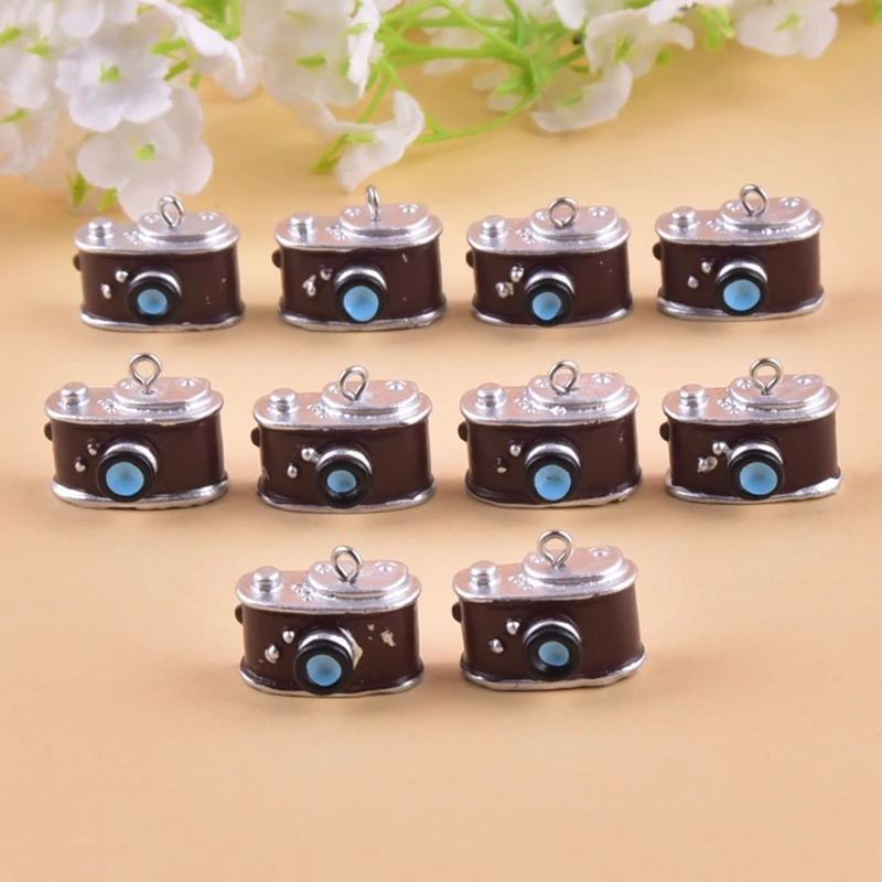

10pcs Y2k Fashion Stereo Camera Pendant Resin Charms Pendant for DIY Earring Keychain Bag Bracelet Jewelry Making