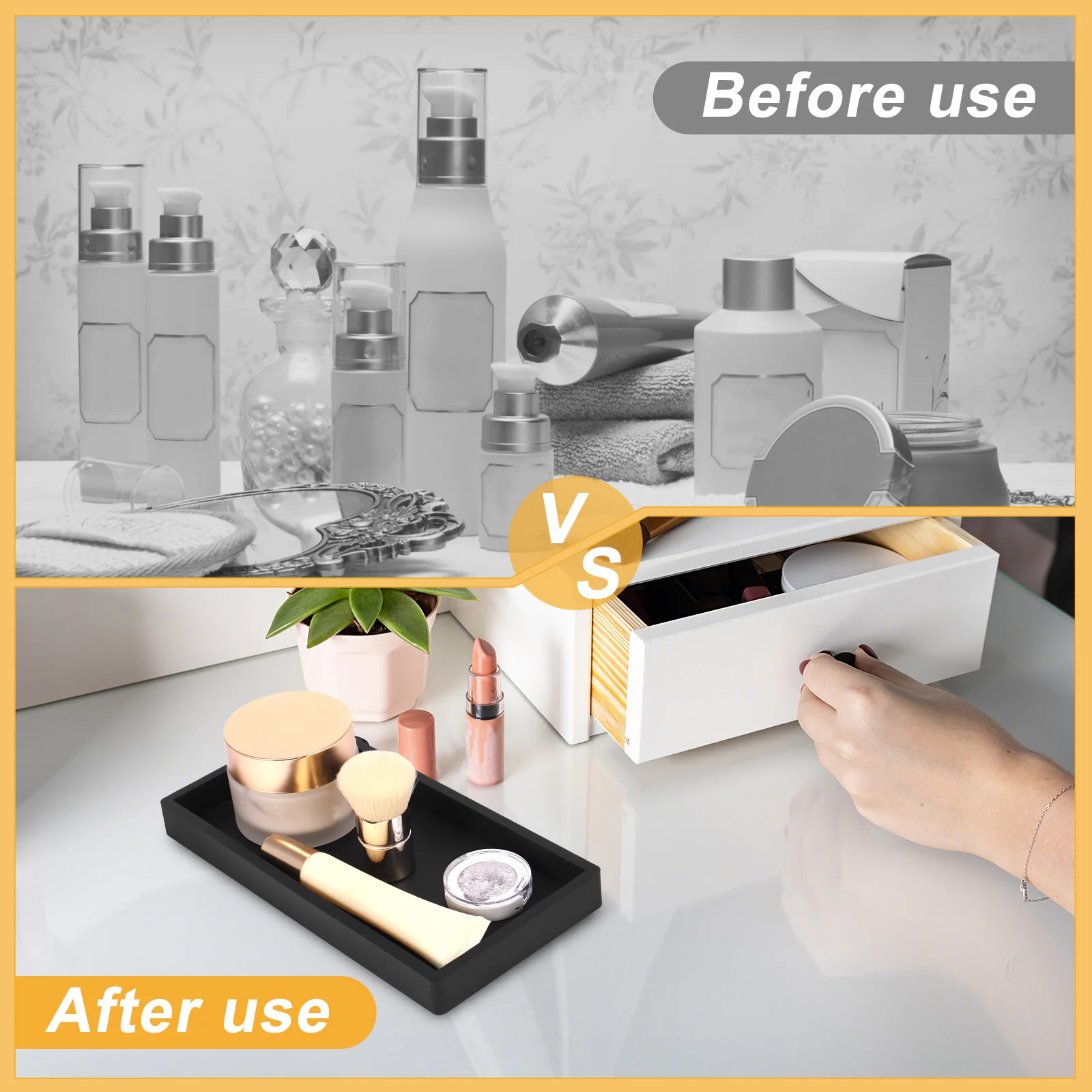 Silicone Soap Dispenser Tray Non-Slip Bathroom Vanity Storage Tray for Dish Soap Sponge Perfume Candle Countertop Storage
