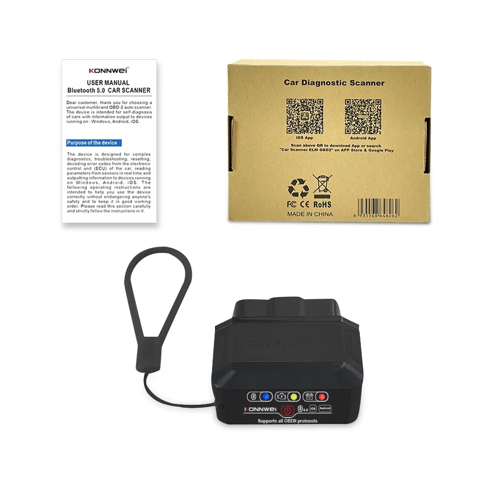 KONNWEI KW906 Bluetooth5.0 – 5.2 OBD2 Scanners ELM327 V1.5 OBDII Fault Diagnosti