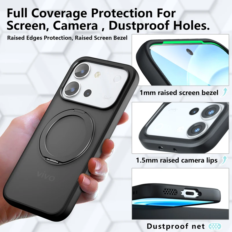 Magnetic Shockproof Matte Case with Rotating Ring Bracket - ELVEV Collection