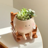 Cute Chair/Swing Smiling Face Little Devil Flower Pot Creative Swing Succulent Plant Flower Pot Garden Home Decoration 5