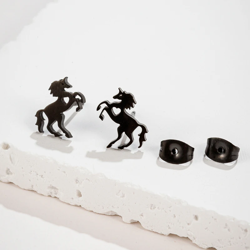 Orecchini pendenti a ferro di cavallo fortunati, orecchini personalizzati in pietra portafortuna in acciaio inossidabile per regalo per gli amanti dei cavalli