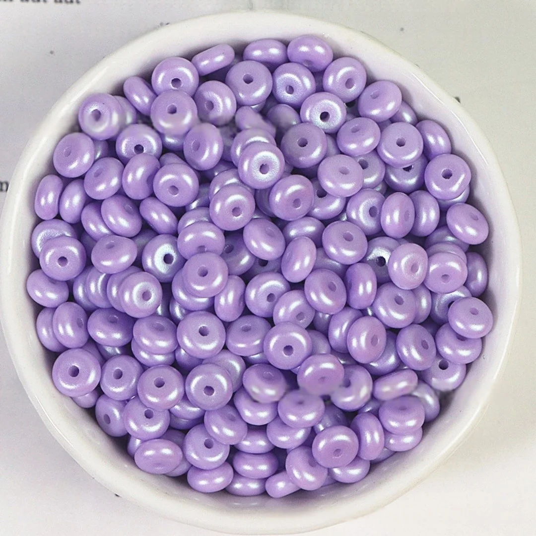 3x6mm 모조 진주 컬러 유리 주판 비즈, 휠 비즈, 안전 버클, 수제 DIY 비드 비즈, 루즈 비즈 55pcs