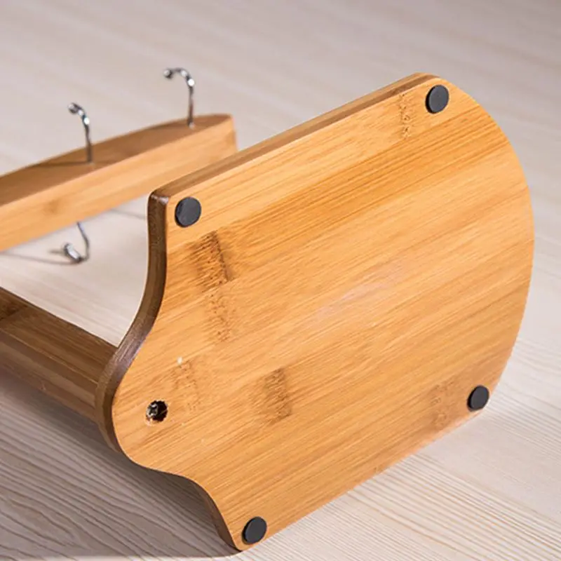 Cup Holder Mug Rack Bamboo Coffee Cup Rack Home Storage Creative Tea Mug and Saucer Display Organizer-Holds 6 Mugs 4