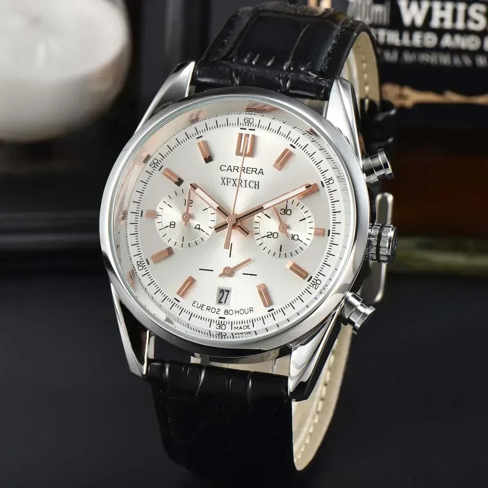 

Hot Original Brand Watches For Mens Multifunction Carrera Style Luxury WristWatch Business Chronograph Automatic Date AAA Clocks