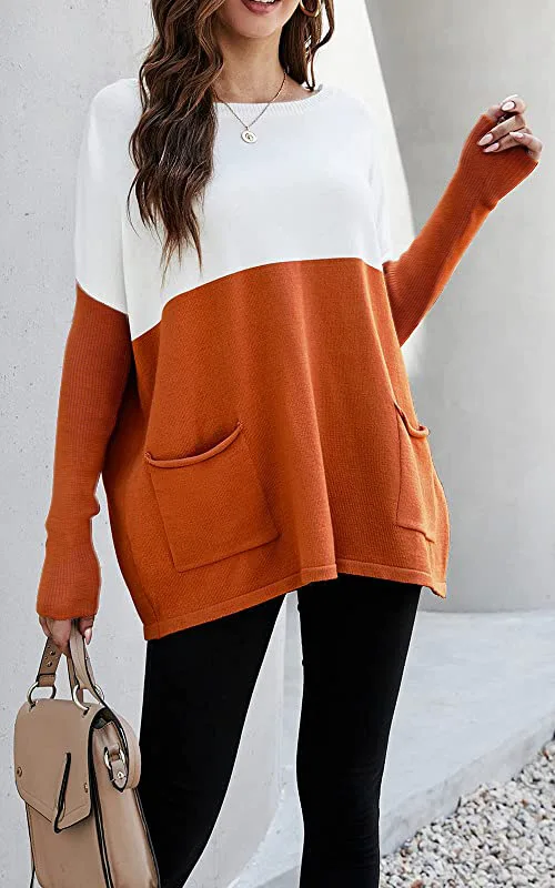 

Женский свитер с длинными рукавами, Свободный Повседневный Модный пуловер с карманами и круглым вырезом, зима 2022