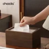 Elegant Wooden Tissue Box Holder - Classic Style Tabletop Decor for Living Room Dining Table - with Sliding Lid for Easy Access 2