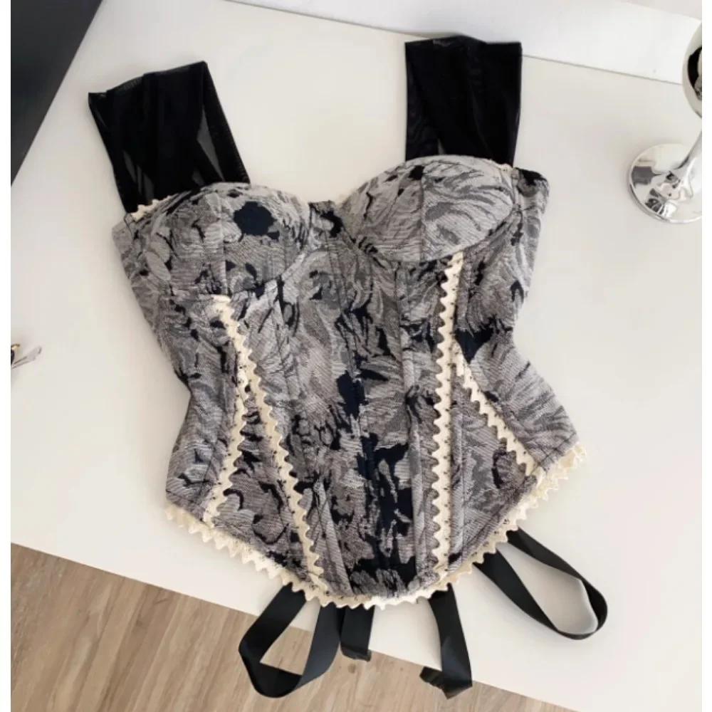vintage chic Draw String lace Spliced Tank Top Sexy Korean Fashion ...