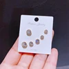 Classic 3 Pairs Square Heart Round Cubic Zircon Stud Earrings Set Gold/Silver Color Crystal Jewelry 3