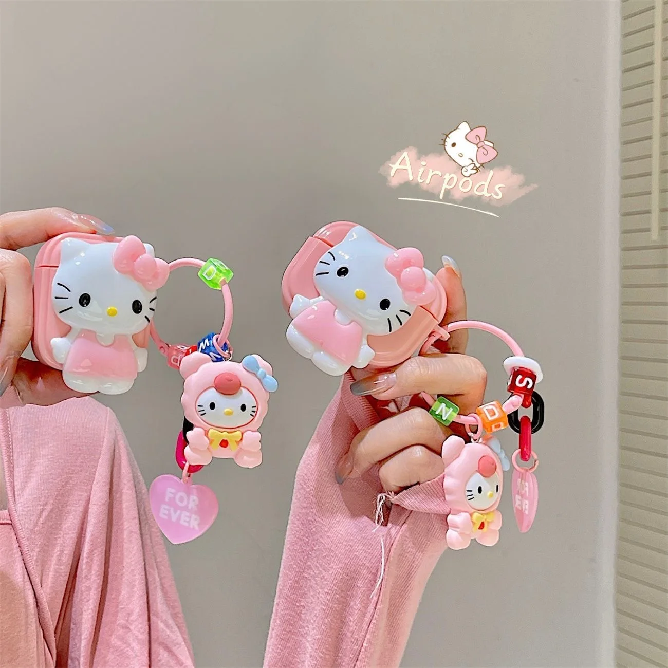 

Cute Hello Kitty pendant Earphones Case for Apple AirPods Air Pods 1 Pro 2 3 Cover Headphone Box