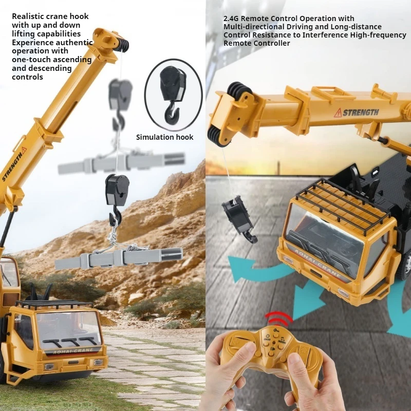 1:24 Rc Crane Truck Transportation Engineering Vehicle 8ch Oversize Simulate Car Boy Model Outdoor Toy Gift Construction Car 3
