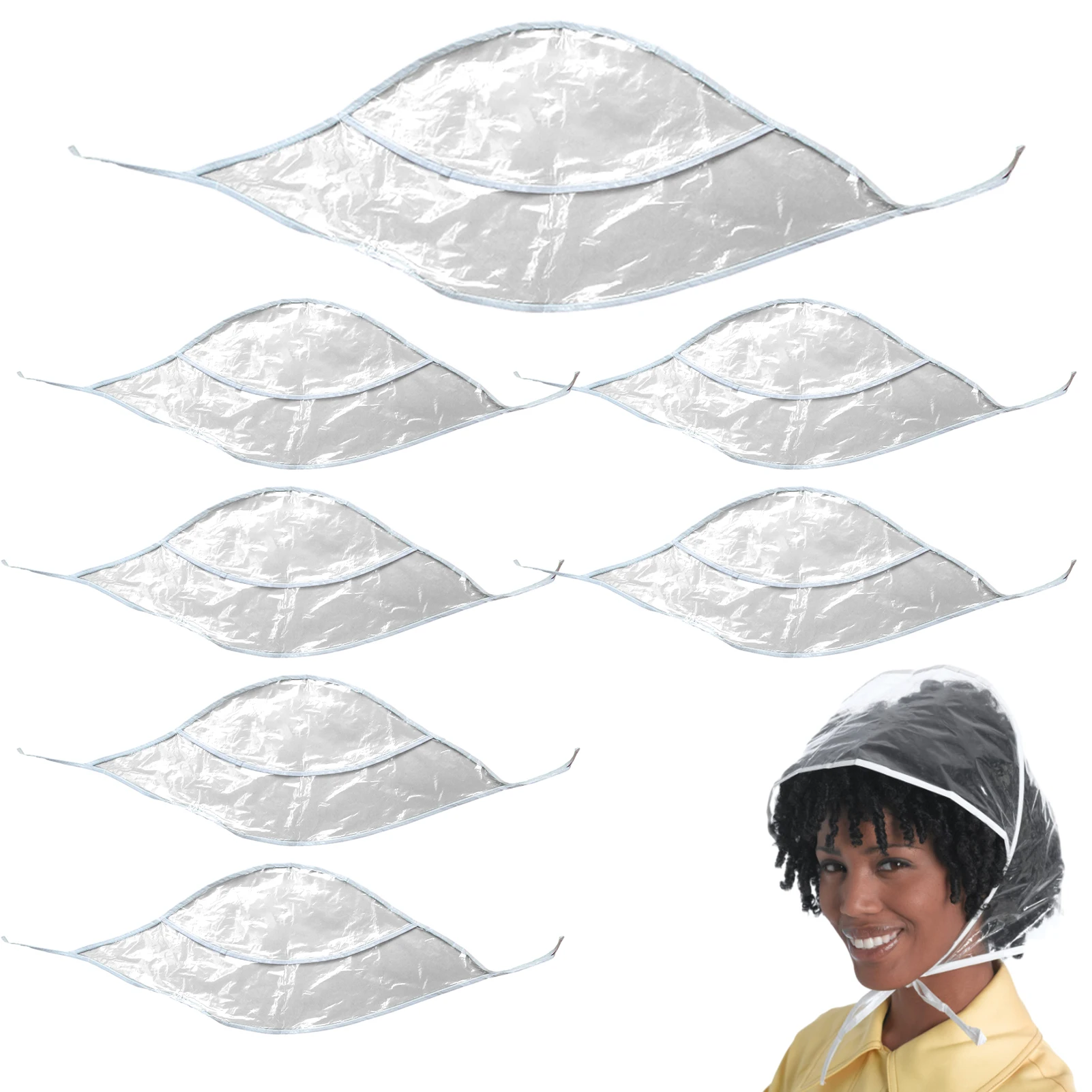 Rain Bonnet Visor Clear Waterproof Rain Scarf Protect Hairstyle Plastic Hats Women Lady Wear 7pcs waterproof rain bonnet