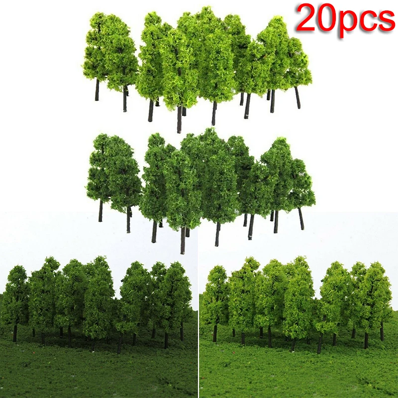 

20Pcs Green Model Trees Plastic Miniature Landscape Scenery Train Railways Trees Model Scale Building Landscape Accessories