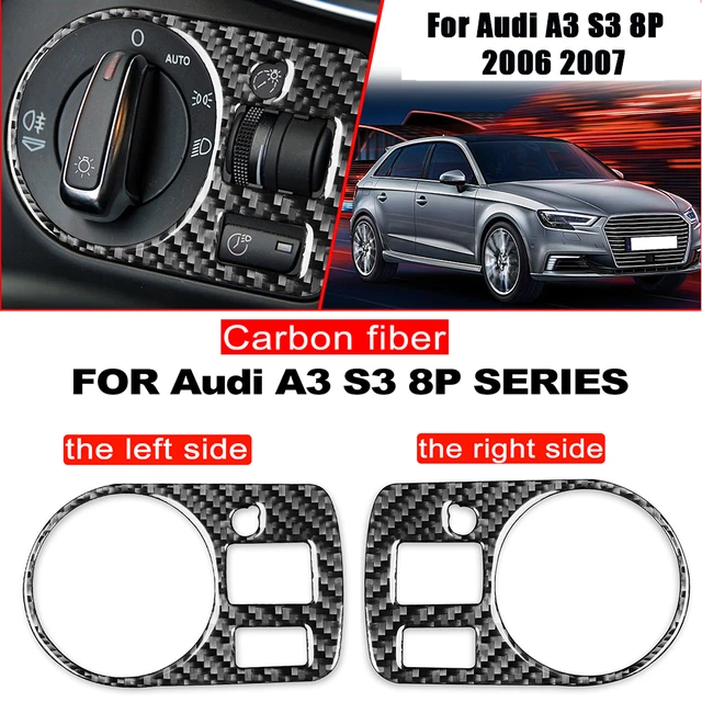 Carbon Fiber Headlight Switch Stickers For Audi A3 S3 8P 2006 2007 Interior  Accessoire Voiture - AliExpress