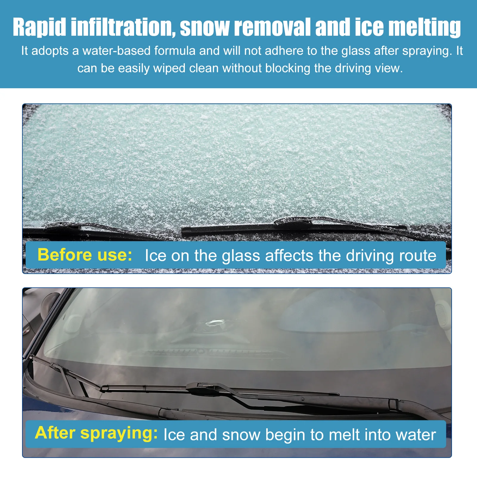 Car Deicing Spray Car Windshield Powerful Ice Remover For Auto Window Portable Defroster With No Damage Snow Melting
