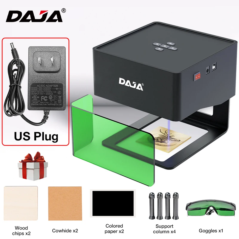 DAJA DJ6 آلة تحديد الشعار بالليزر لآلة وسم الأعمال الخشبية المنزلية تدعم التحكم اللاسلكي في تطبيق الهاتف المحمول BT