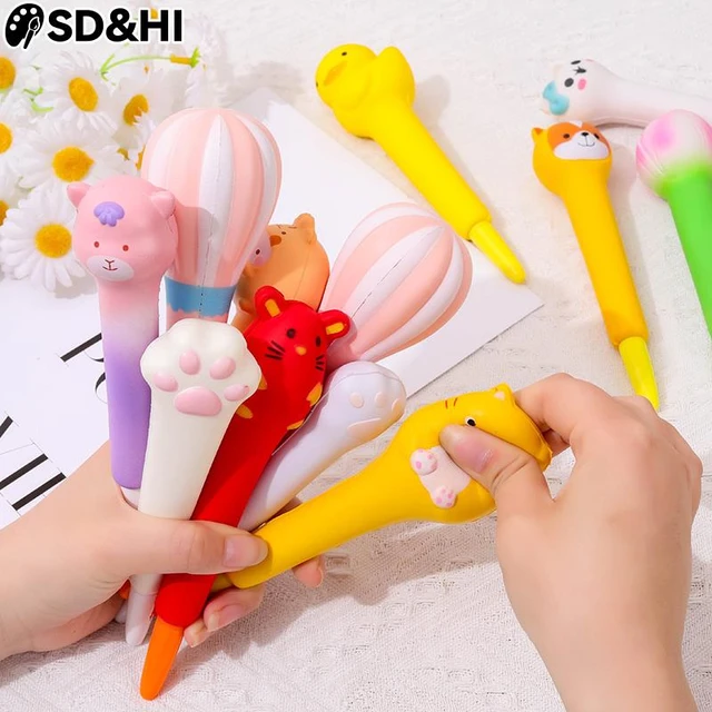 Cute Soft Sponge Pressure Relief Gel Pen Kawaii Pink Pig Cat Paw 0.5mm  Black Ink Gel Pens Kids Toy Pen School Stationery Supply - AliExpress